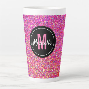 Tasse Latte Parties scintillant rose étincelle Monogramme Chi