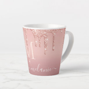 Tasse Latte Parties scintillant rose Gold Blush Votre nom Lett