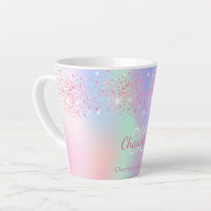 Tasse Latte Parties scintillant rose holographique rouge menth