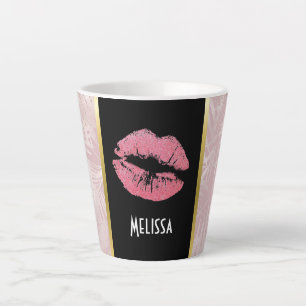Tasse Latte Parties scintillant rose lèvres et Rose Gold Tropi