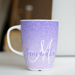 Tasse Latte Parties scintillant violet moderne étincelles Nom