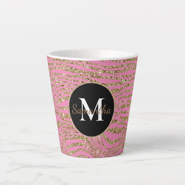 Tasse Latte Parties scintillant Zebra Gold Rose (Devant)