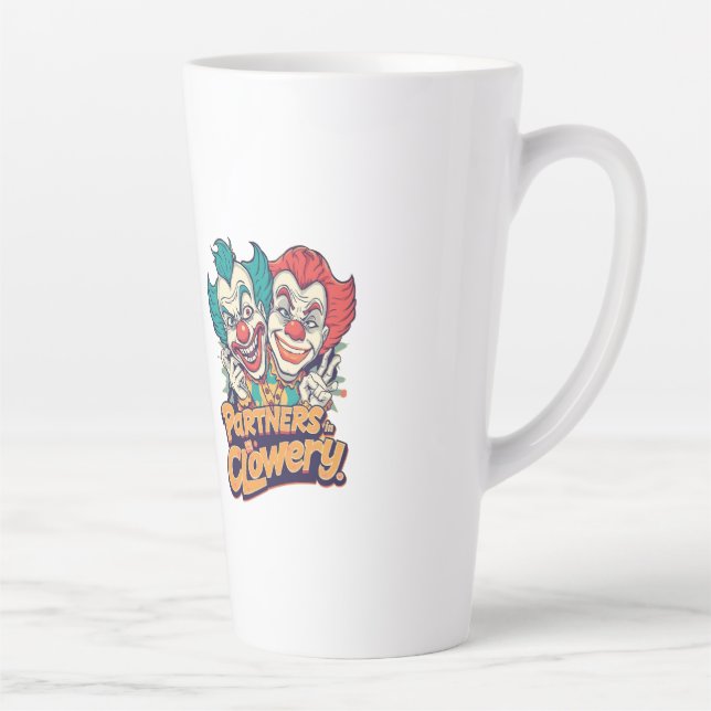 Tasse Latte Partners in Clowery (Funny Clown Pun) (Droite)