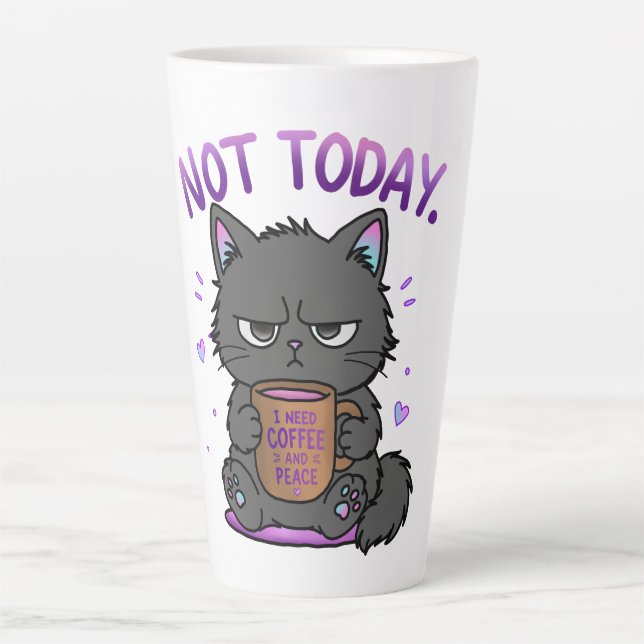 Tasse Latte Pas aujourd'hui Grumpy Cat Amoureux du Café Mignon (Devant)