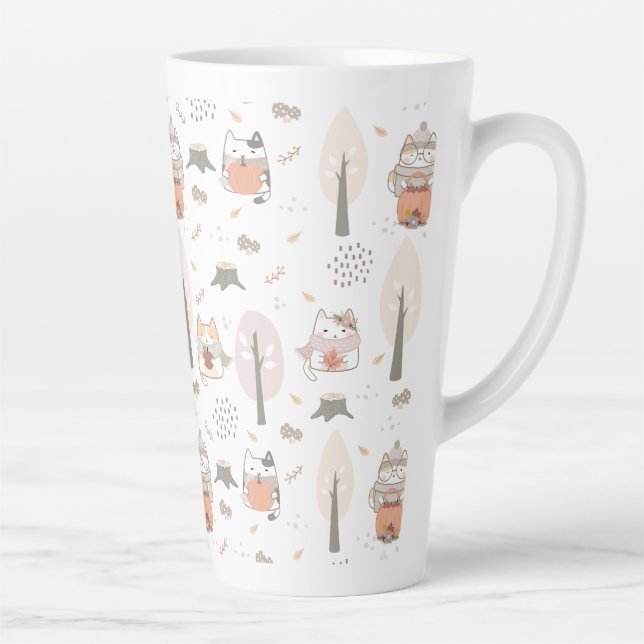 Tasse Latte Pastel Autumn Cute Cats (Droite)