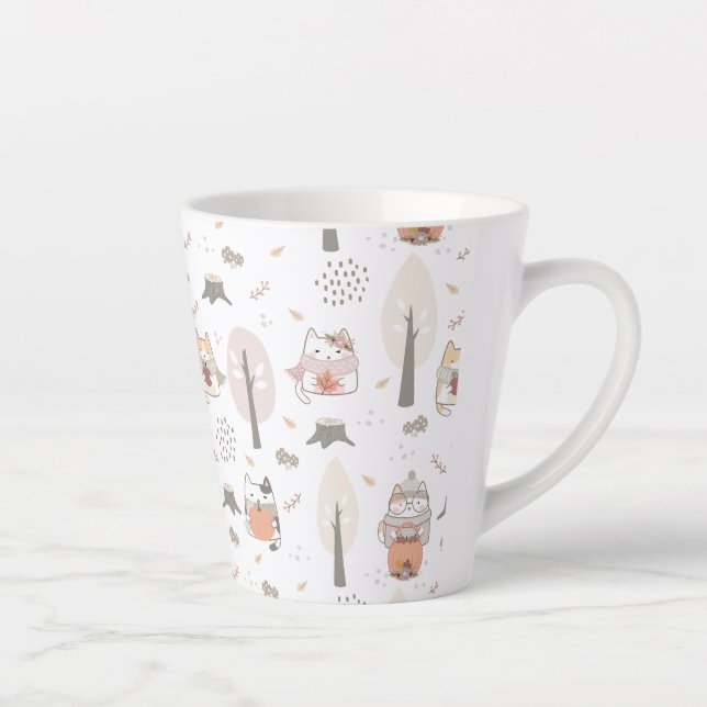 Tasse Latte Pastel Autumn Cute Cats (Droite)