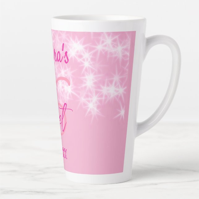 Tasse Latte Pastel bébé rose doux 16 anniversaire ajouter nom  (Droite)