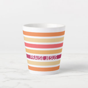 Tasse Latte Pastel moderne PRAISE chrétienne rayée JÉSUS