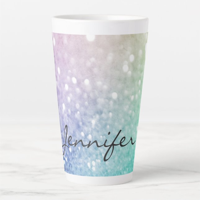 Tasse Latte Pastel Parties scintillant Bokeh ContexteGlam Eleg (Devant)