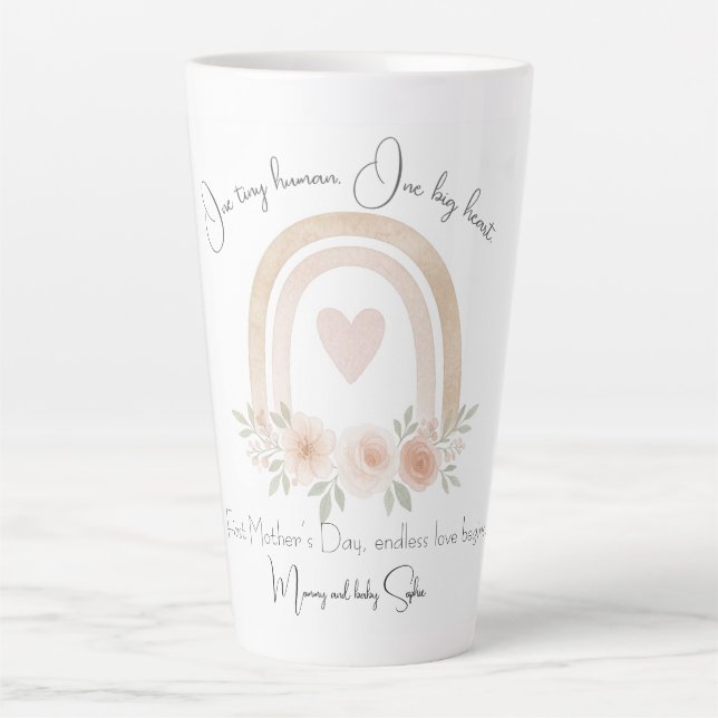 Tasse Latte Pastel personnalisé Arc-en-ciel | Fête des mères - (Devant)