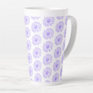 Tasse Latte Pastel Purple Daisy Flower Print, Hippie Floral