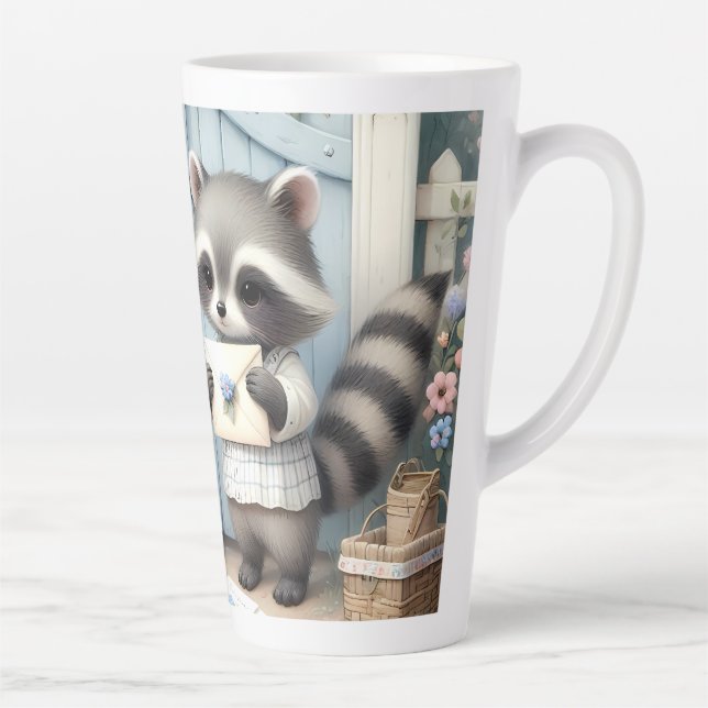 Tasse Latte Pastel Raccoon Letter Garden (Droite)