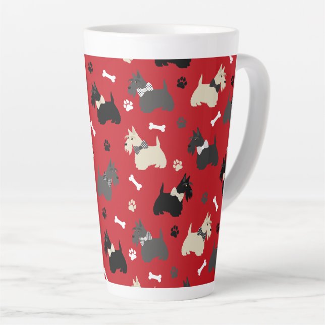 Tasse Latte Pâtes et os de Terrier écossais (Angle droit)