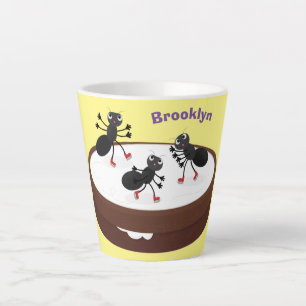 Tasse Latte Patinage sur glace de fourmis joyeuses sur dessin