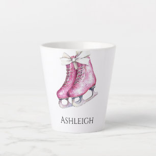 Tasse Latte Patinage sur glace rose, Noël