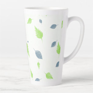 Tasse Latte Pattern Blue & Green Leaves