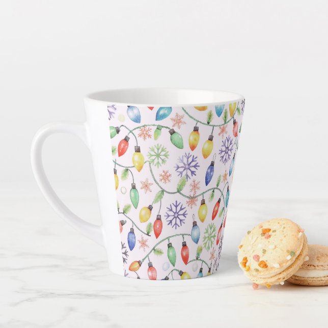Tasse Latte Pattern Retro Christmas Lights (En situation)