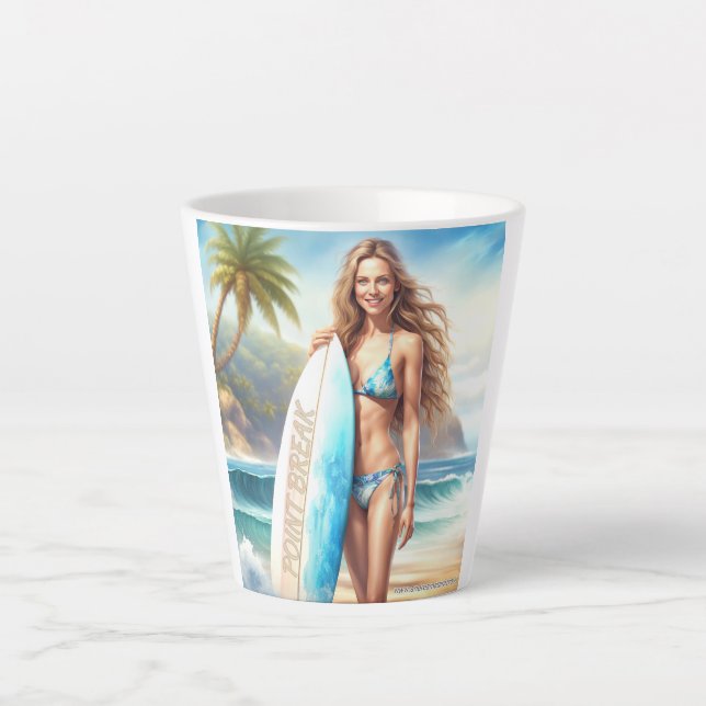 Tasse Latte Pause du point d'action fille (Devant)