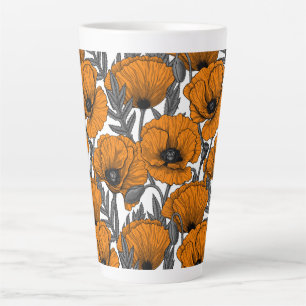 Tasse Latte Pavot orange sur blanc