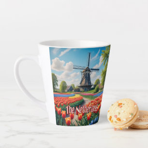 Tasse Latte Pays-Bas Windmill & Tulips