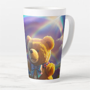 Tasse Latte Pays des merveilles ourson arc-en-ciel ensoleillé