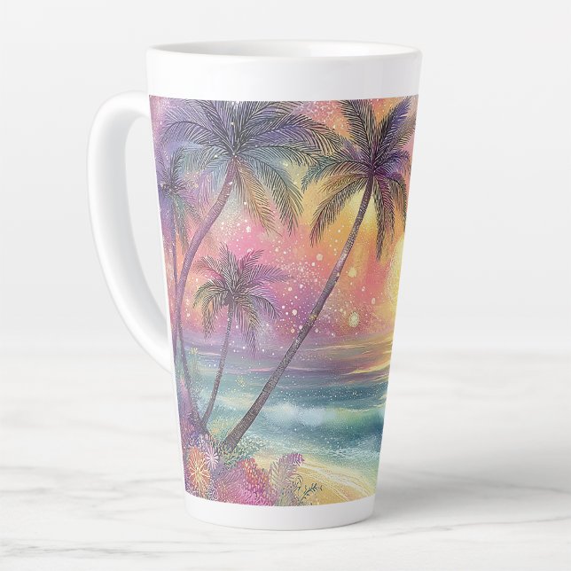 Tasse Latte Paysage de plage tropical de rêve (Créateur téléchargé)