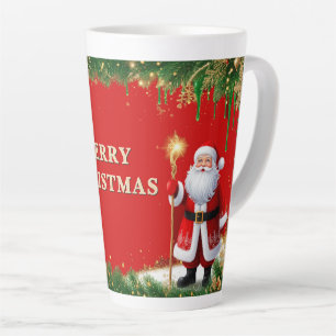 Tasse Latte Paysage enneigé de Noël avec le Père Noël