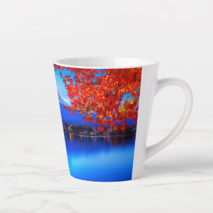 Tasse Latte Paysage naturel avec fond bleu-20230
