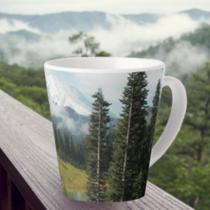 Tasse Latte Paysage pittoresque du Mont Rainier