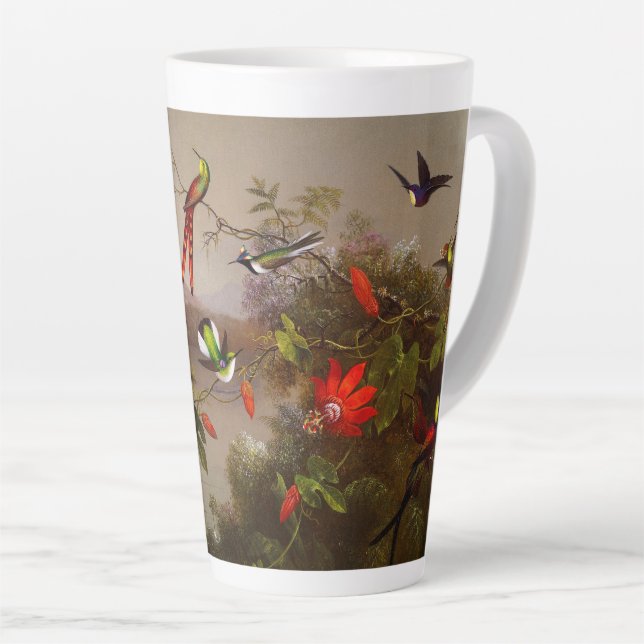 Tasse Latte Paysage tropical avec dix colibris (Angle droit)