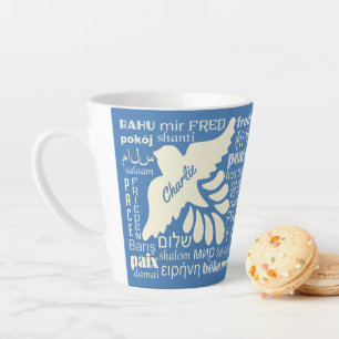 Tasse Latte PEACE dans les langues nom et couleur personnalisé