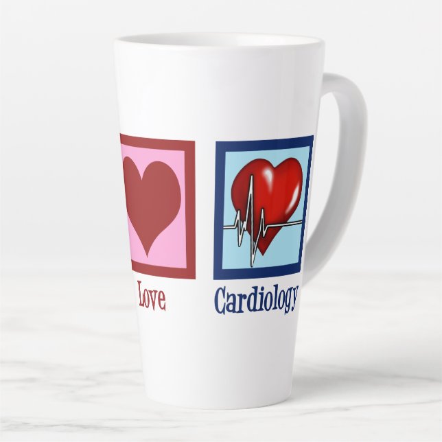 Tasse Latte Peace Love Cardiologie Chirurgien de coeur Cardiol (Angle droit)