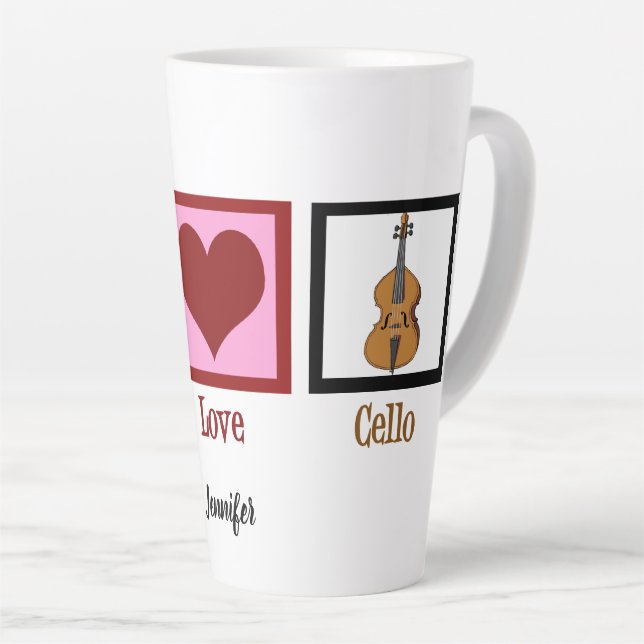 Tasse Latte Peace Love Cello (Angle droit)