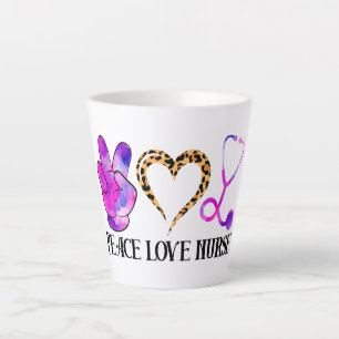 Tasse Latte Peace Love Nurse - Cute Nurse Design
