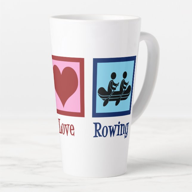 Tasse Latte Peace Love Rowing - Équipe d'équipage mignonne (Angle droit)