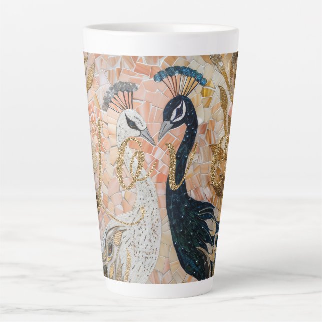 Tasse Latte Peacocks Gold Parties scintillant Love Blush Rose (Devant)