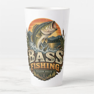 Tasse Latte Pêche à la basse vintage au lever du soleil