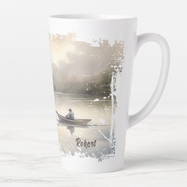 Tasse Latte Pêche sur le lac en détresse (Droite)