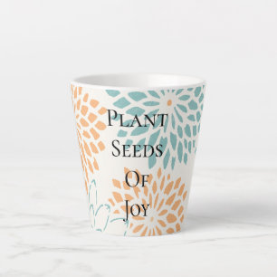 Tasse Latte Pêcher Aqua Floral Fleuris Joindre Poème