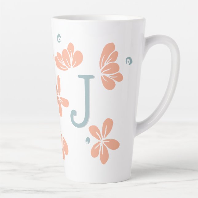 Tasse Latte Pêcher Pétale Florale initiale Musique (Droite)