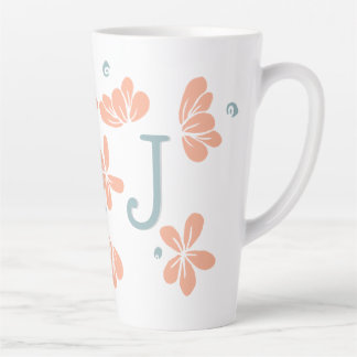 Tasse Latte Pêcher Pétale Florale initiale Musique