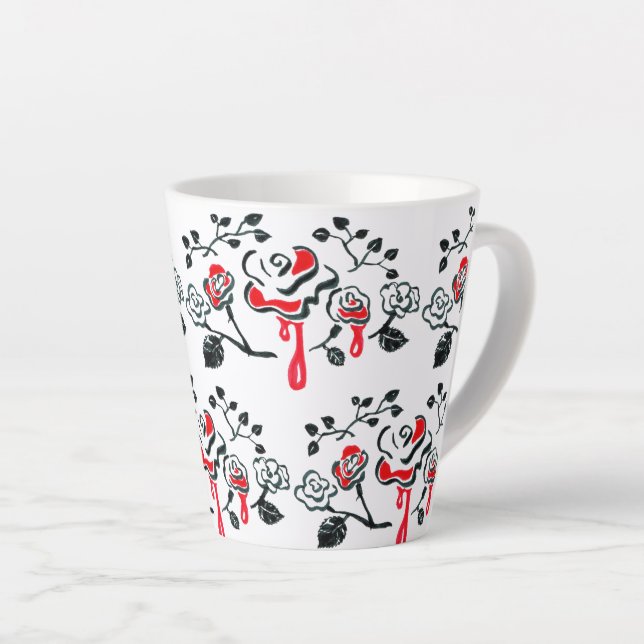 Tasse Latte Peindre Le Rouge Rose (Angle droit)
