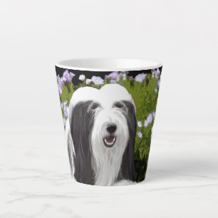 Tasse Latte Peinture à collie à poils - Joli art original de c