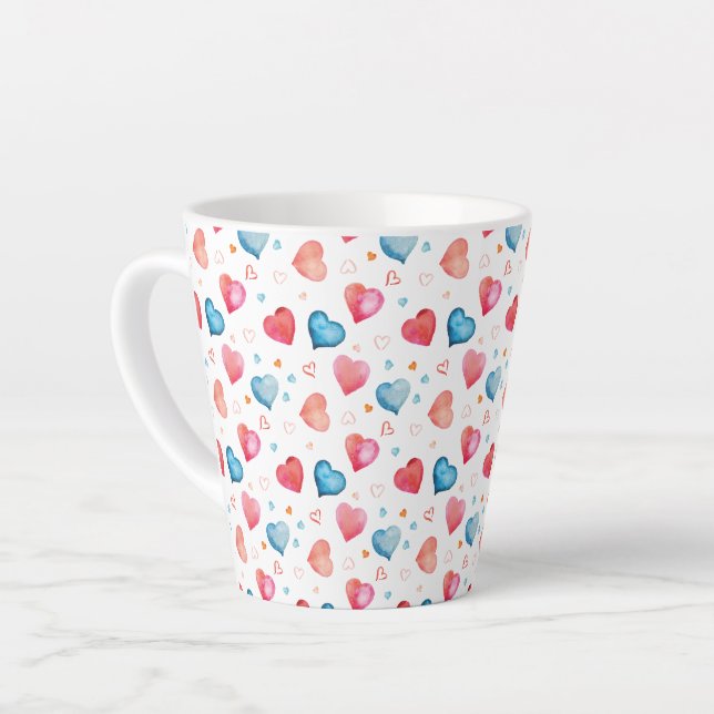 Tasse Latte Peinture à la main en forme de coeur (Angle gauche)