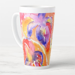 Tasse Latte Peinture à l'aquarelle Iris