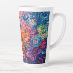 Tasse Latte Peinture à l'huile de tourbillons psychédélique