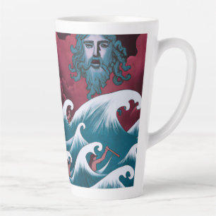 Tasse Latte Peinture à l'huile Neptune cramoisie