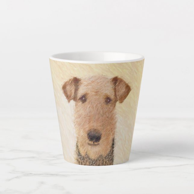 Tasse Latte Peinture Airedale Terrier - Cute Original Art (Devant)