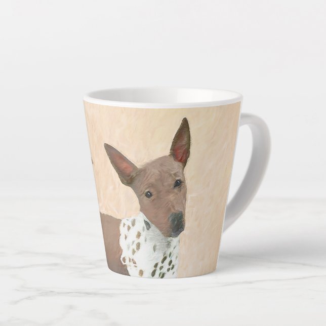 Tasse Latte Peinture américaine sans poil Terrier - Chien Art (Angle droit)