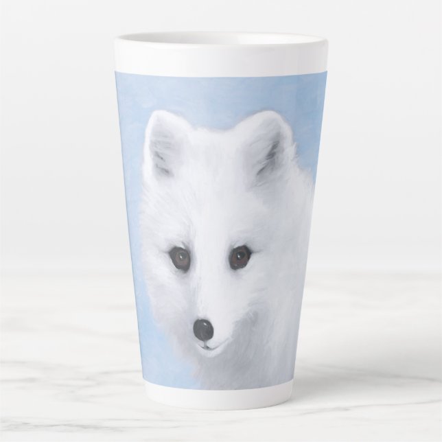 Tasse Latte Peinture Arctic Fox - Art original de la faune (Devant)